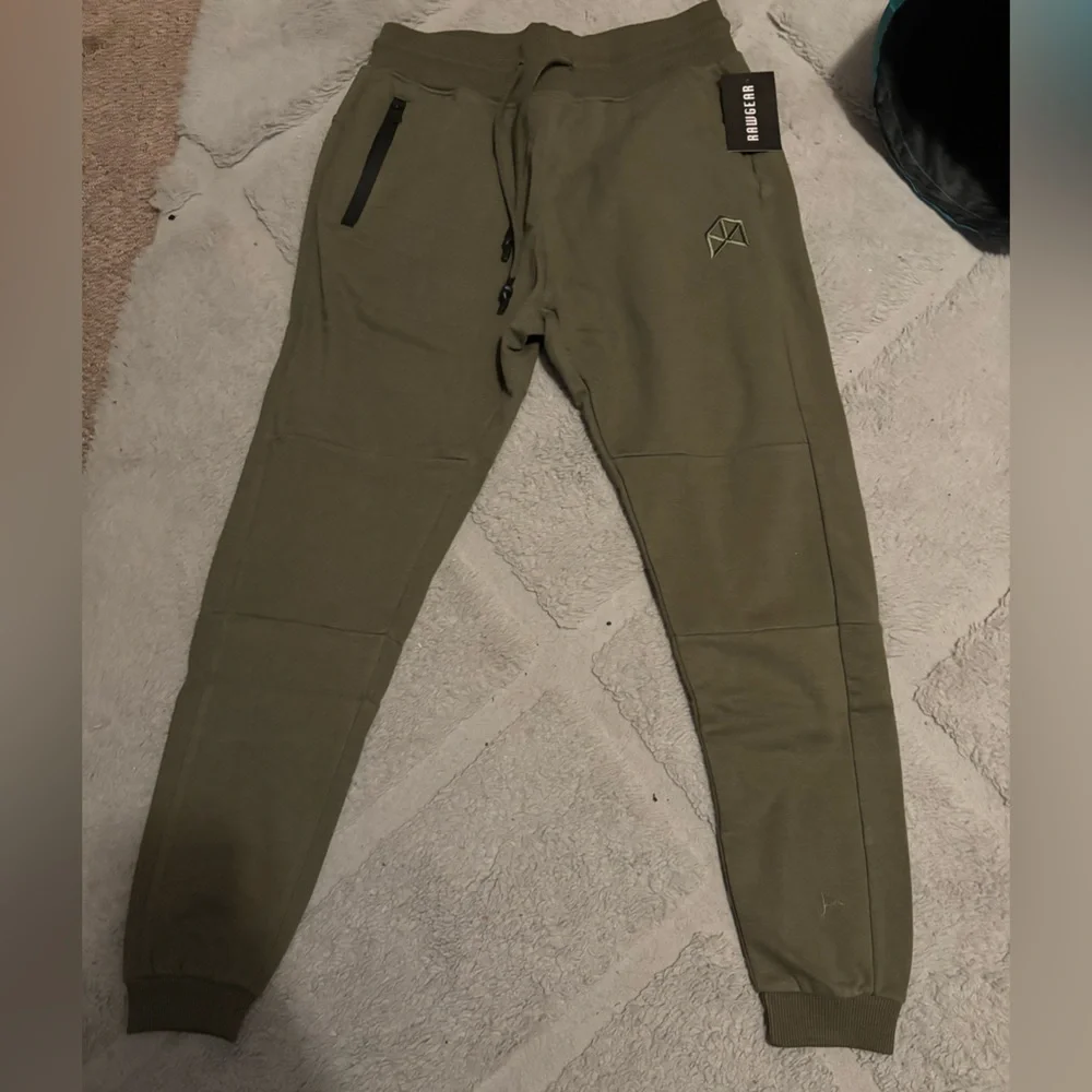 Men's Olive Jogger Pants with Logo - Picture 1 of 4